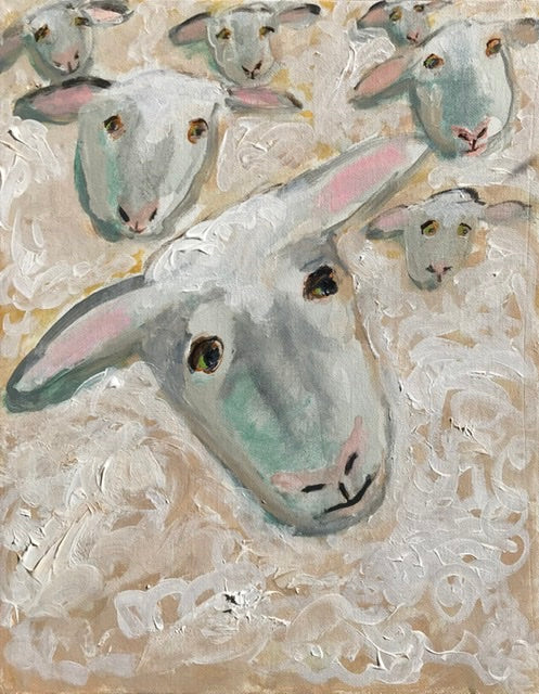Seven Sheepies 11”x14”