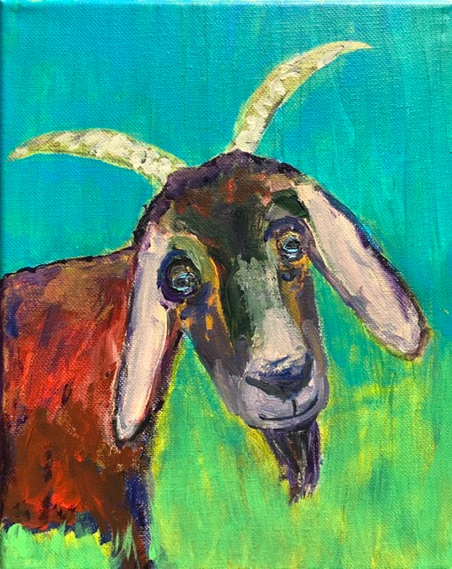 Technicolor Dream Goat 8” x 10”