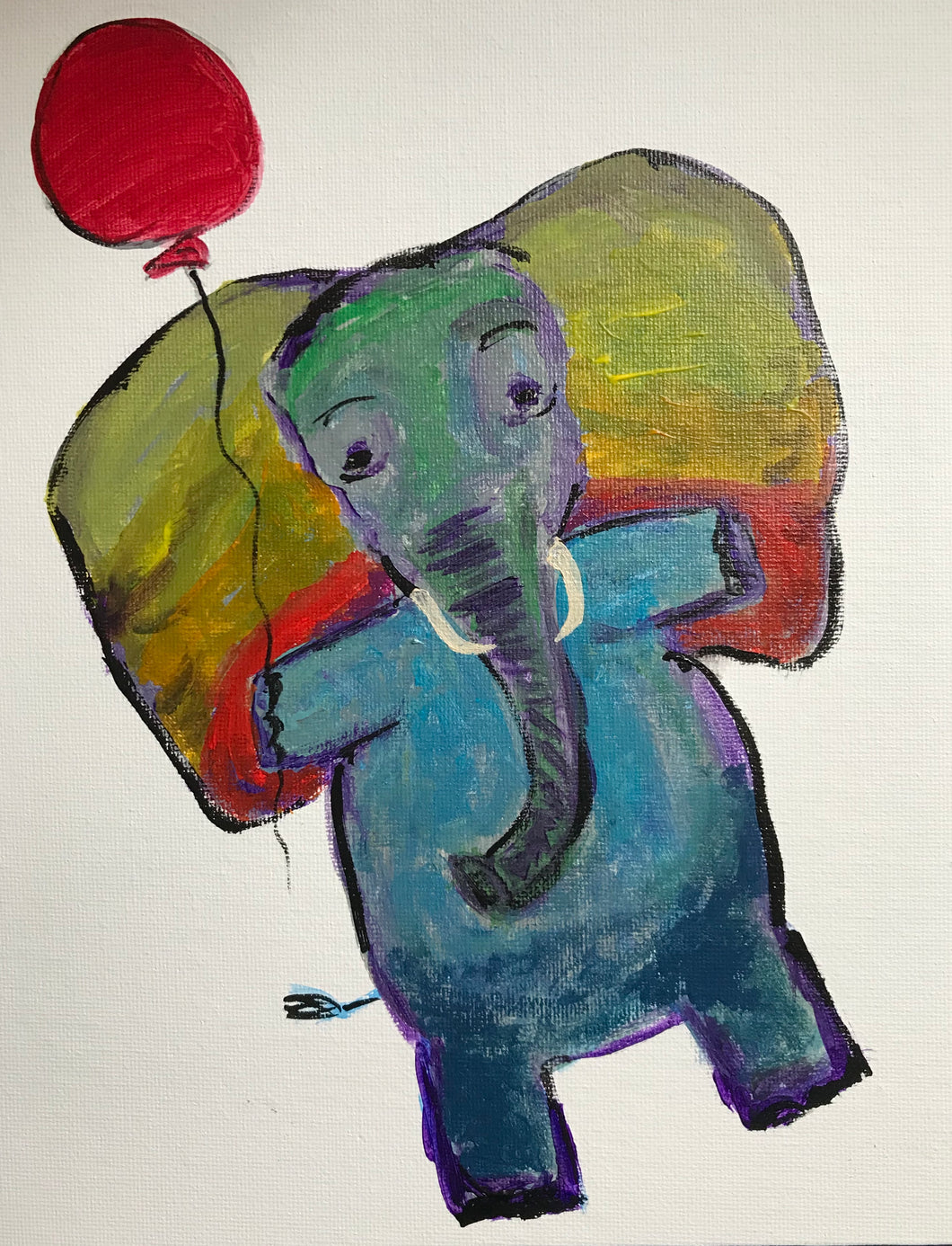 Magical Flying Rainbow Elephant 8” x 10”