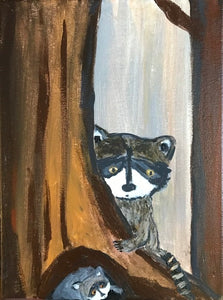 Woodland Raccoons   9” x 12”