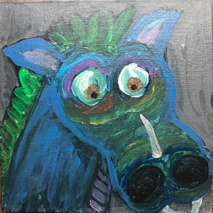 Cross eyed Dragon 8” x 8”